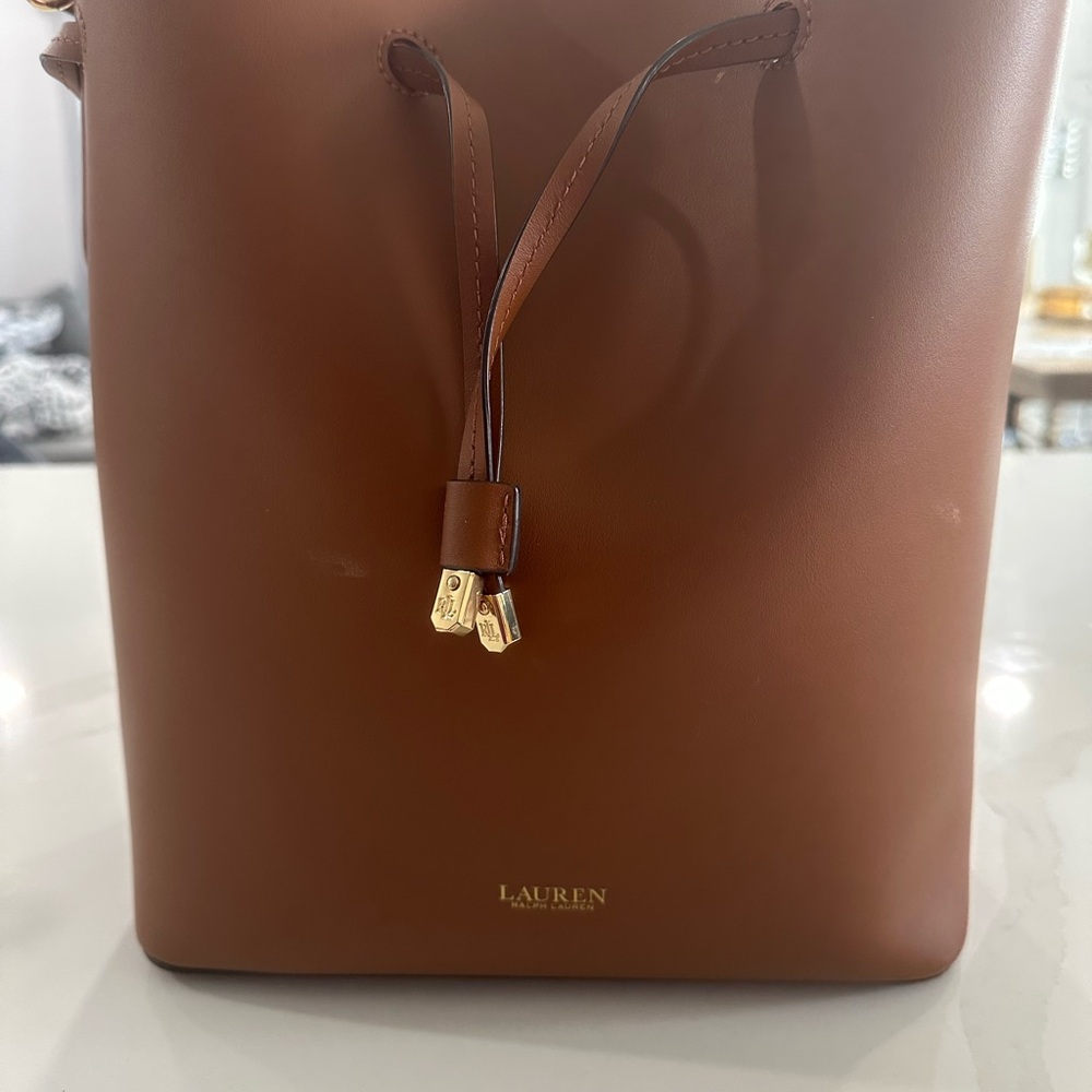 Lauren Brown Leather Bucket Bag